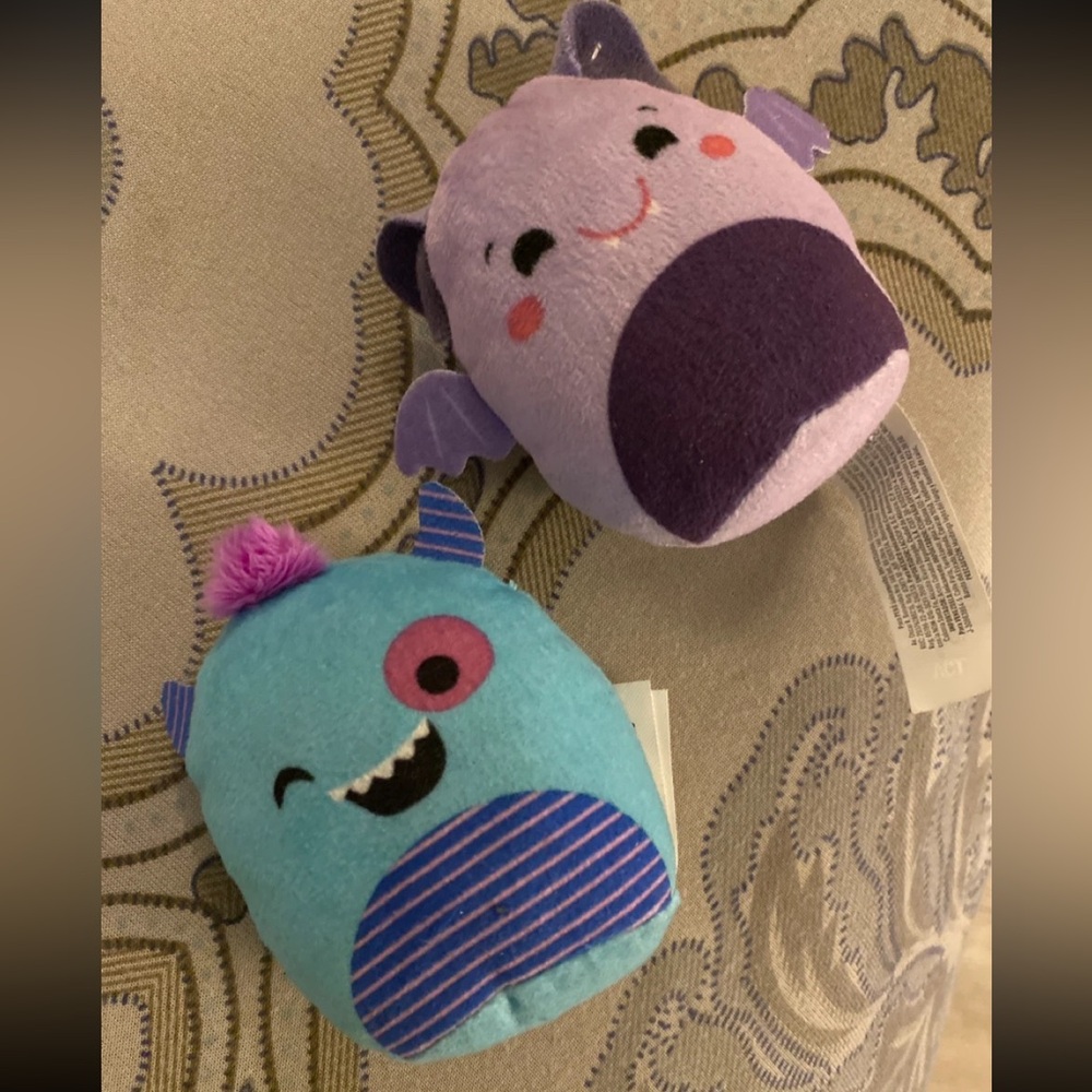 Smiling Monster Plush Duo - Blue and Purple